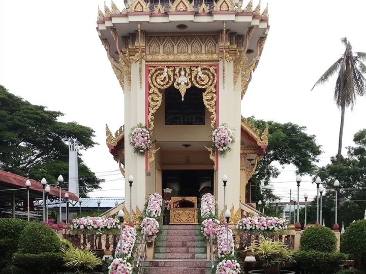 ผลงานจัดดอกไม้หน้าเมรุ จริง Funeral Decor